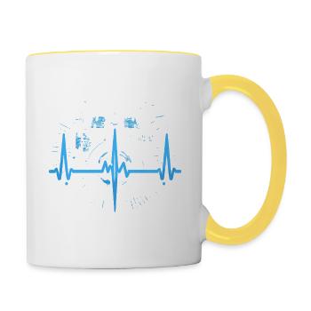 Cadeau Pour Batteur Battement De Coeur Batterie - Mug contrasté - blanc/jaune - Droite