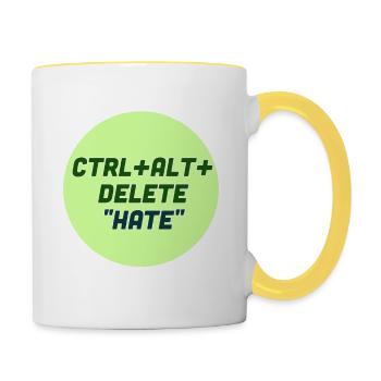 Ctrl alt delete hate! - Tasse zweifarbig - Weiß/Gelb - Rechts