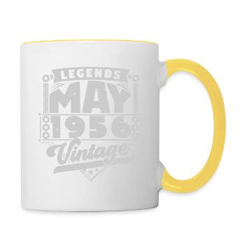 Cadeau Vintage Anniversaire Mai 1956, mai 1956 May - Mug contrasté - blanc/jaune - Droite