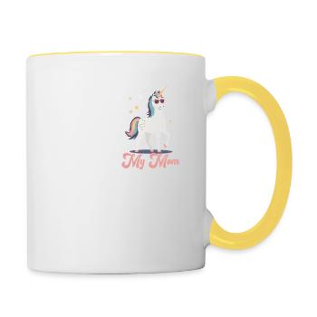 Funny Mom Comparison Unicorn Mom Design - Contrasting Mug - white/yellow - Right