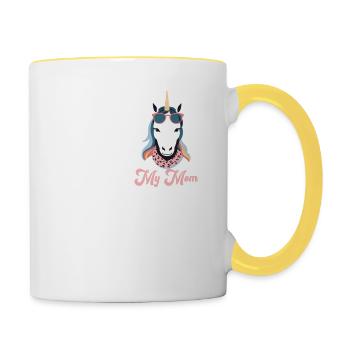 Funny Mom Comparison Unicorn Mom Design - Contrasting Mug - white/yellow - Right