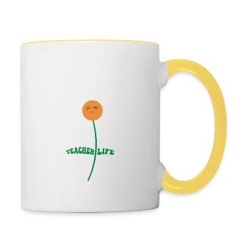 Teacher Life - Teach Love Inspire Teachers - Contrasting Mug - white/yellow - Right