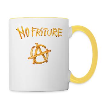Keine Friture-Anarchie - Tasse zweifarbig - Weiß/Gelb - Rechts