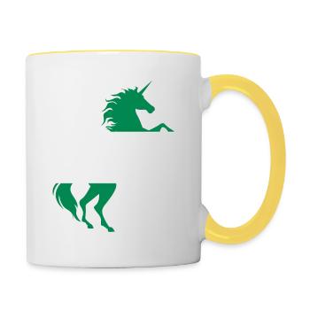 Licorne Nigeria Drapeau Chemise Licorne Magique Nigeria - Mug contrasté - blanc/jaune - Droite