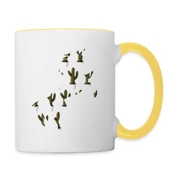 Lots Of Small Cactus Unicorn Shirt Cacti Succulent - Contrasting Mug - white/yellow - Right