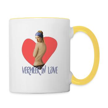 Vermeer In Love - Mug contrasté - blanc/jaune - Droite