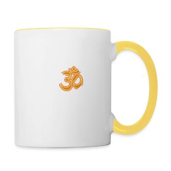 Licorne Om Symbole T-Shirt Sacré Son Magique - Mug contrasté - blanc/jaune - Droite