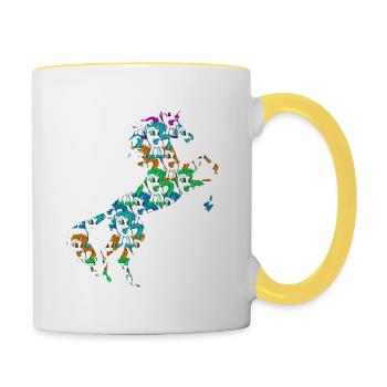 T-shirt Petites Licornes Arc-en-ciel Licorne Magique - Mug contrasté - blanc/jaune - Droite