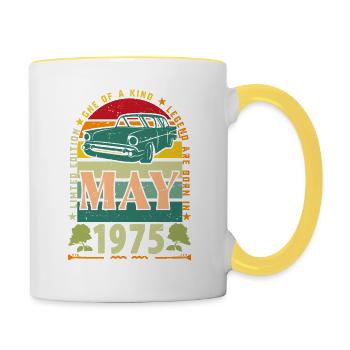cadeau anniversaire mai 1975, mai 1975, May 1975. - Mug contrasté - blanc/jaune - Droite