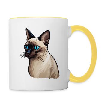 Siamkatze - Tasse zweifarbig - Weiß/Gelb - Rechts