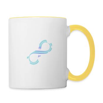 Infinity Symbol Einhorn T-Shirt Magisches Einhorn - Tasse zweifarbig - Weiß/Gelb - Rechts