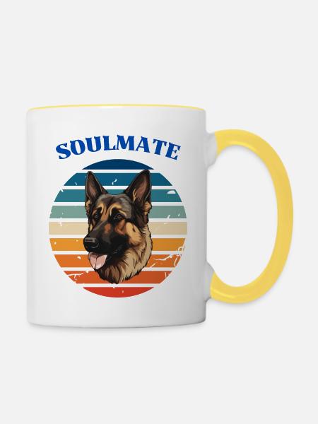 Soulmate Hund - Tasse zweifarbig - Weiß/Gelb