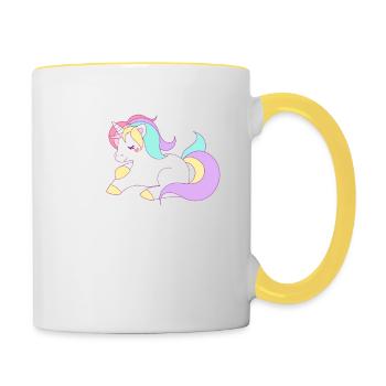 Être incroyable mignon licorne rose arc-en-ciel magique cool - Mug contrasté - blanc/jaune - Droite