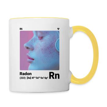 AI am Radon (wt) fashion periodictable nerdy style - Contrasting Mug - white/yellow - Right