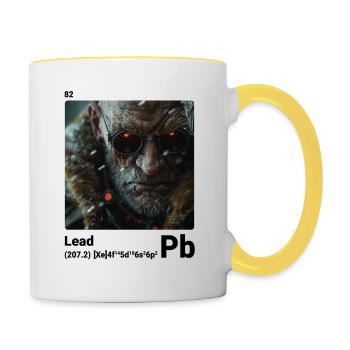 AI am Lead (at) Mode periodictable nerdig style - Tasse zweifarbig - Weiß/Gelb - Rechts