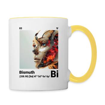 AI am Bismuth (wt) mode périodique nerdstyle nerd - Mug contrasté - blanc/jaune - Droite