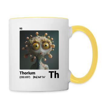 AI am thorium (wt) mode périodique nerdstyle nerd - Mug contrasté - blanc/jaune - Droite