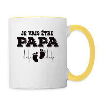 Man Soon to Dad Announcement, Dad Future Gift - Contrasting Mug - white/yellow - Right