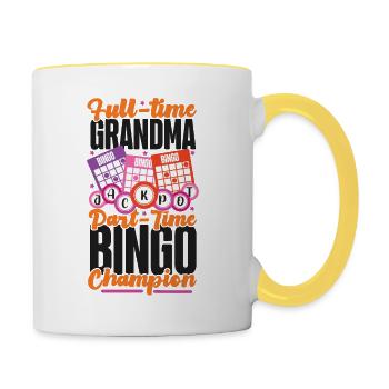 Joueur de bingo Grand-mère à temps plein - Mug contrasté - blanc/jaune - Droite