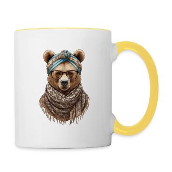 Funny Mama Bear Mother Bear Bear Lover - Contrasting Mug - white/yellow - Right