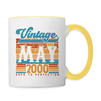 May 2000, Vintage Birthday Gift May 2000. - Contrasting Mug - white/yellow - Right