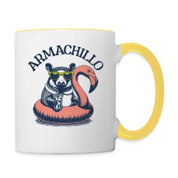 Armachillo im Pool - Tasse zweifarbig - Weiß/Gelb - Rechts