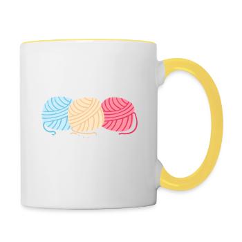 Therapie Häkeln Stricken Nähen Herren Damen - Tasse zweifarbig - Weiß/Gelb - Rechts