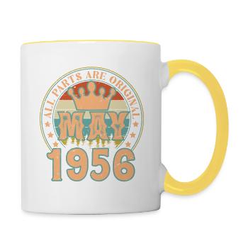 May 1956. May 1956 Birthday Gift. May 1956 - Contrasting Mug - white/yellow - Right
