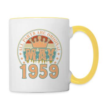 Mai 1959. Mai 1959 Geburtstagsgeschenk. Mai 1959 - Tasse zweifarbig - Weiß/Gelb - Rechts