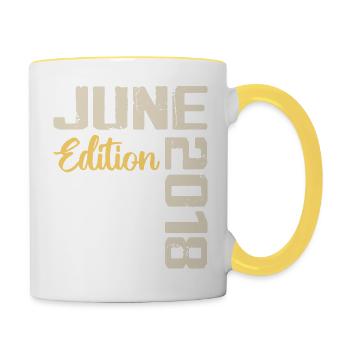 Born in June 2018 Gift June 2018 Birthday - Contrasting Mug - white/yellow - Right