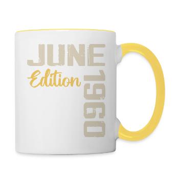 Born in June 1960 Gift June 1960 Birthday - Contrasting Mug - white/yellow - Right