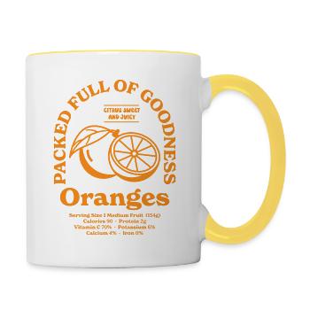 Orangen Ernährung - Tasse zweifarbig - Weiß/Gelb - Rechts