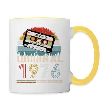 Jahrgang 1976 48 Jahre Jubiläumsgeschenk - Tasse zweifarbig - Weiß/Gelb - Rechts