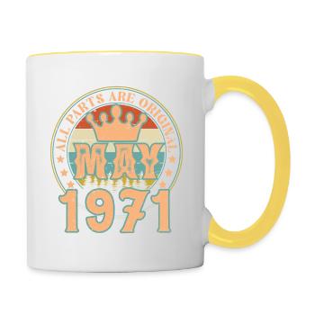 May 1971. May 1971 Birthday Gift. May 1971 - Contrasting Mug - white/yellow - Right