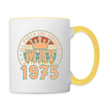 Mai 1975. Cadeau d’anniversaire mai 1975. May 1975 - Mug contrasté - blanc/jaune - Droite