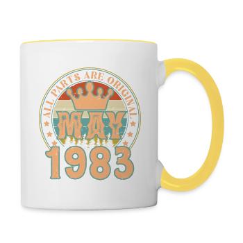May 1983. May 1983 Birthday Gift. May 1983 - Contrasting Mug - white/yellow - Right