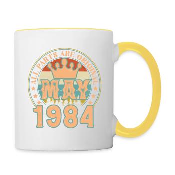May 1984. May 1984 Birthday Gift. May 1984 - Contrasting Mug - white/yellow - Right