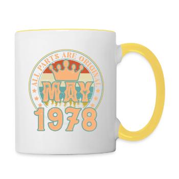 Mai 1978. Cadeau d’anniversaire mai 1978. May 1978 - Mug contrasté - blanc/jaune - Droite