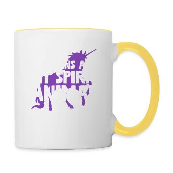 Licorne Sont Mon Animal Drôle Arc-en-ciel Magique - Mug contrasté - blanc/jaune - Droite
