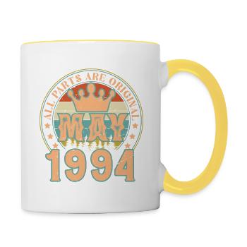Mai 1994. Mai 1994 Geburtstagsgeschenk. Mai 1994 - Tasse zweifarbig - Weiß/Gelb - Rechts