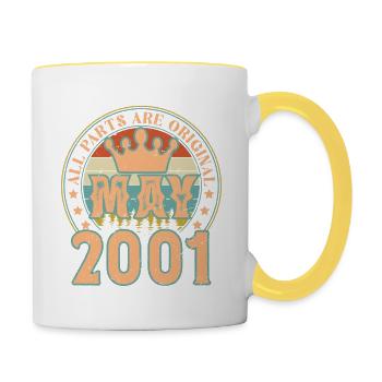 Mai 2001. Cadeau d’anniversaire mai 2001. May 2001 - Mug contrasté - blanc/jaune - Droite