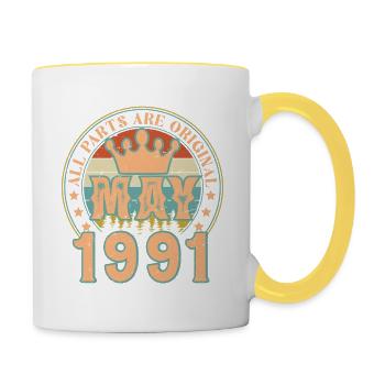May 1991. May 1991 Birthday Gift. May 1991 - Contrasting Mug - white/yellow - Right