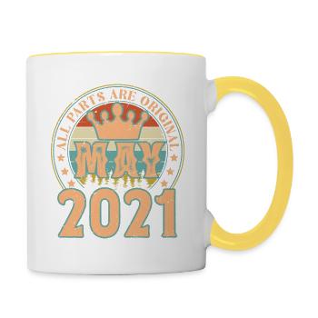 Mai 2021. Geburtstagsgeschenk im Mai 2021. Mai 2021 - Tasse zweifarbig - Weiß/Gelb - Rechts