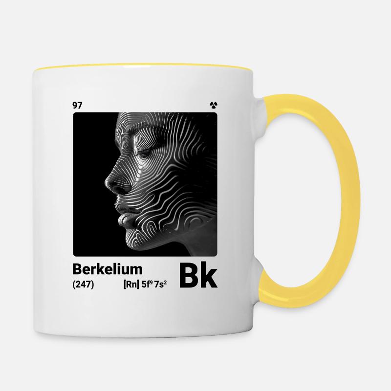 AI am Berkelium (wt) mode périodique ringard - Mug contrasté - blanc/jaune