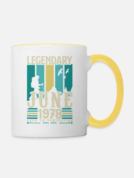 cadeau Anniversaire Juin 1978, Vintage juin 1978. - Tofarvet krus - hvid/gul
