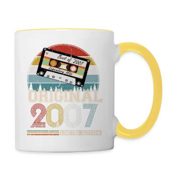 Jahrgang 2007 17 Jahre Jubiläumsgeschenk - Tasse zweifarbig - Weiß/Gelb - Rechts