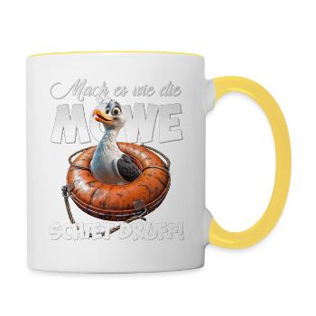 Freche Möwe #lovely toons - Tasse zweifarbig - Weiß/Gelb - Rechts
