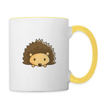 Living On The Hedge T-Shirt Funny Spikey Hedgehog - Contrasting Mug - white/yellow - Right
