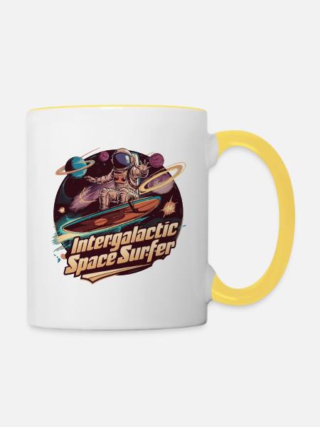 INTERGALAKTISCHER WELTRAUMSURFER - Tasse zweifarbig - Weiß/Gelb