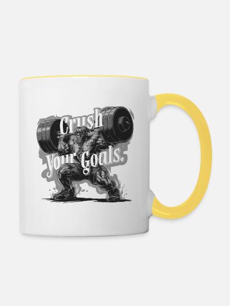 VERNICHTE DEINE ZIELE - Tasse zweifarbig - Weiß/Gelb
